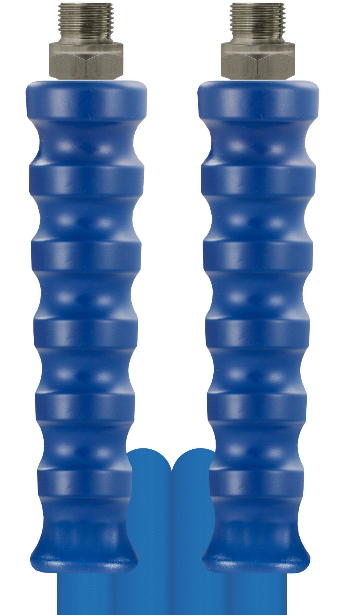 High-Pressure Blue Hose 10M, 2-wire smooth exterior, DN8 bore, 3/8” M/M fittings for industrial and commercial high-pressure cleaning. Durable and robust for heavy-duty use.