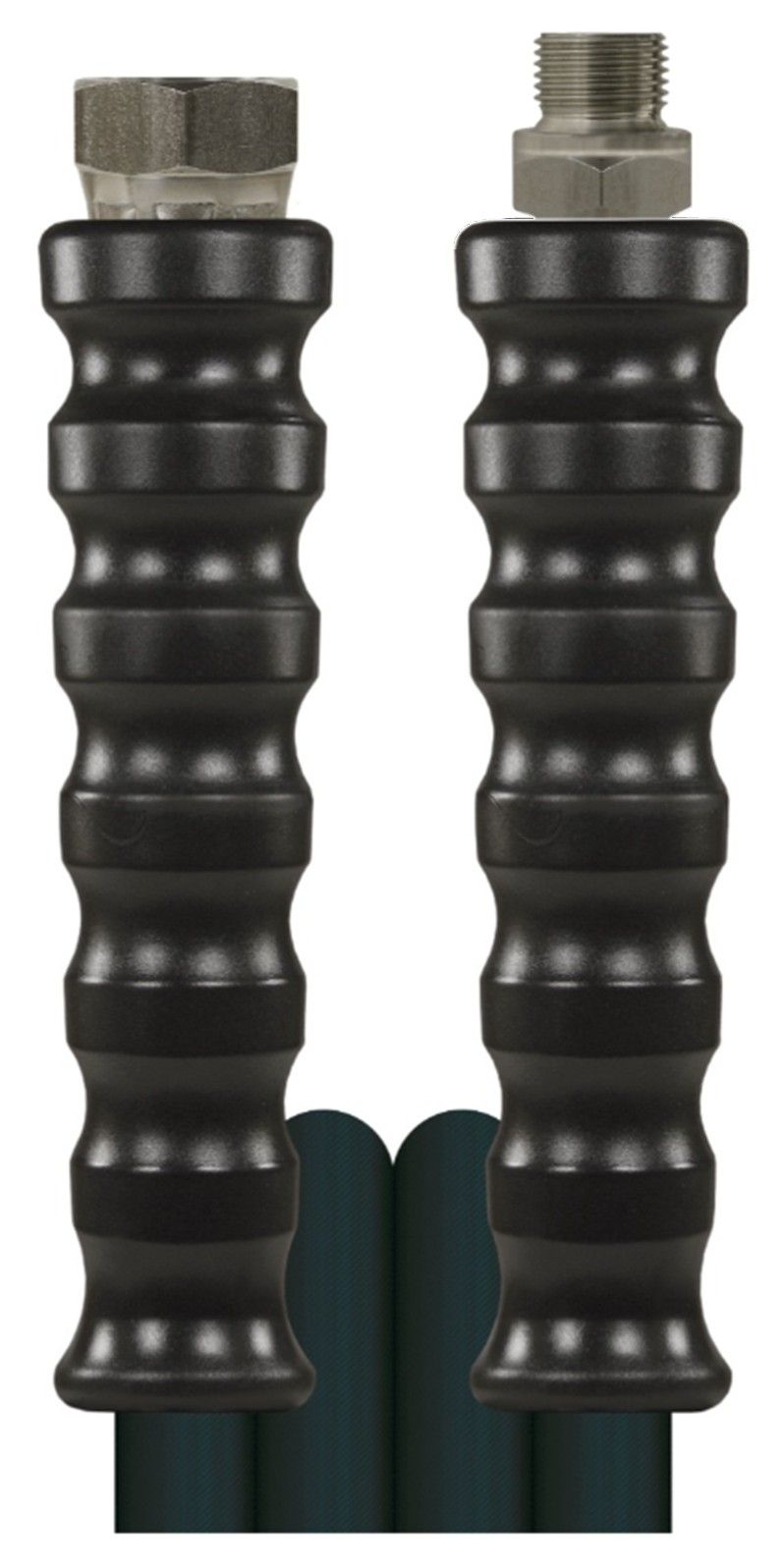 Black 20 Metre 400 Bar High Pressure Hose, Stainless Steel 3/8"M & 3/8"F Ends (DN8) Wrapped