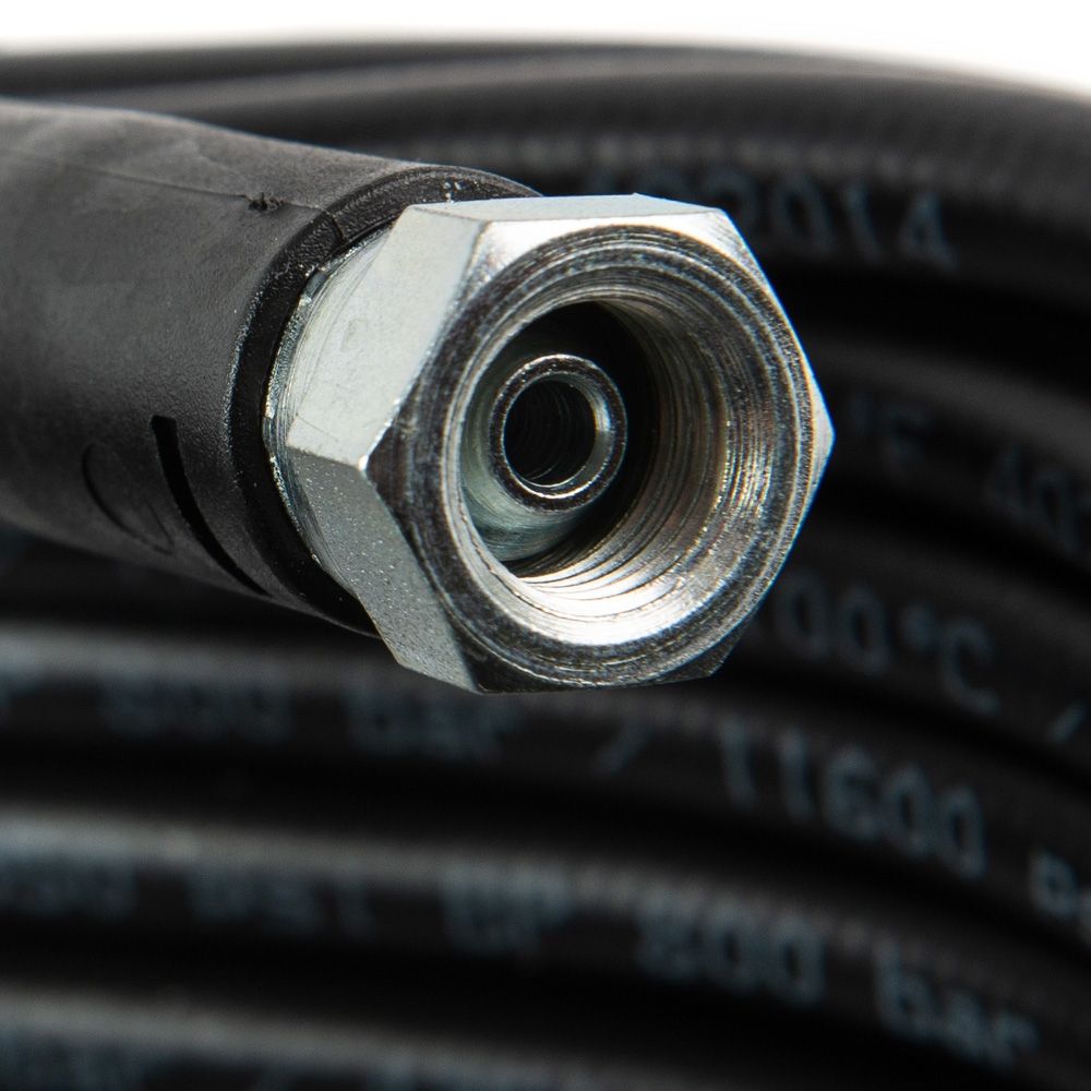Black 20 Metre 300 Bar High Pressure Hose, 1/4"F Ends (DN6) Smooth