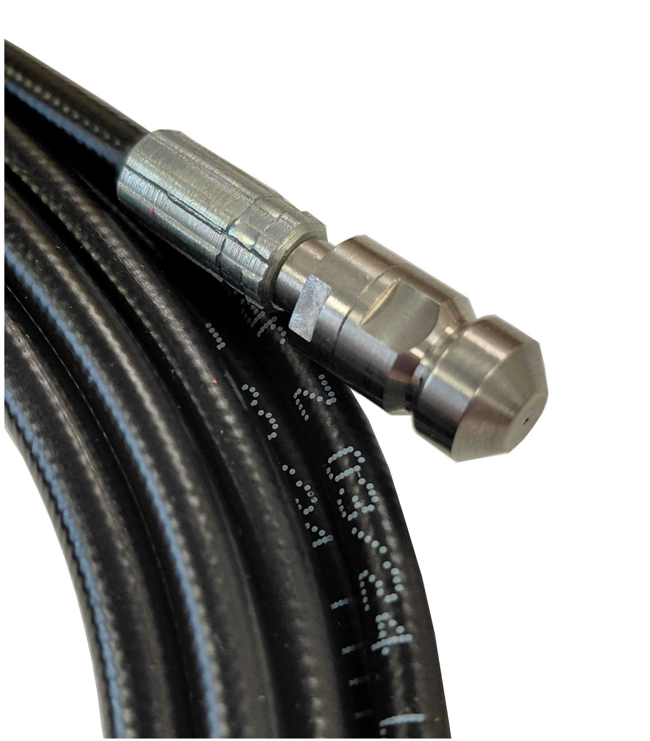 Black 10 Metre 500 Bar Sewer Hose, Mini Nozzle x 1/8"M Ends (DN2) Smooth