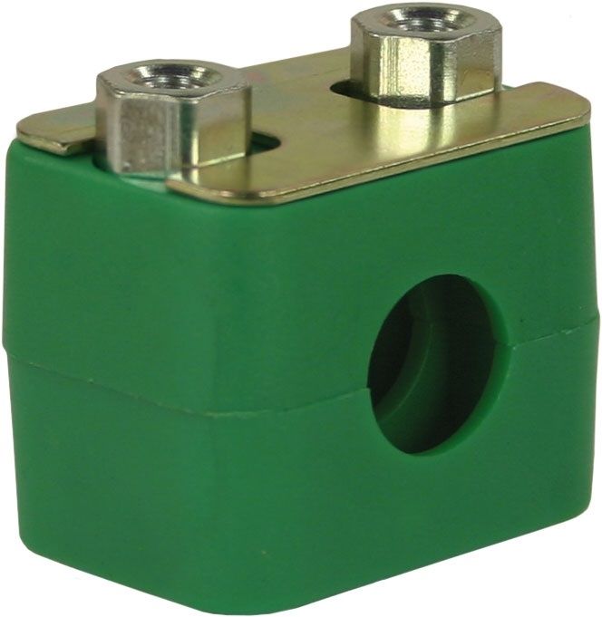 Pipe Clamp 15mm Green Twin Assembly