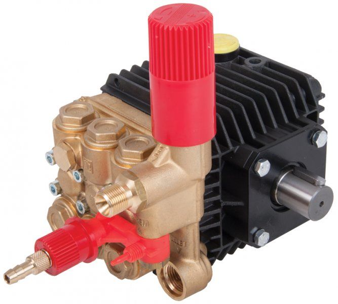 Interpump 51 Series Pump WW1508V with 150 Bar, 2800 RPM, 8 LPM flow rate, brass manifold, and integrated valve