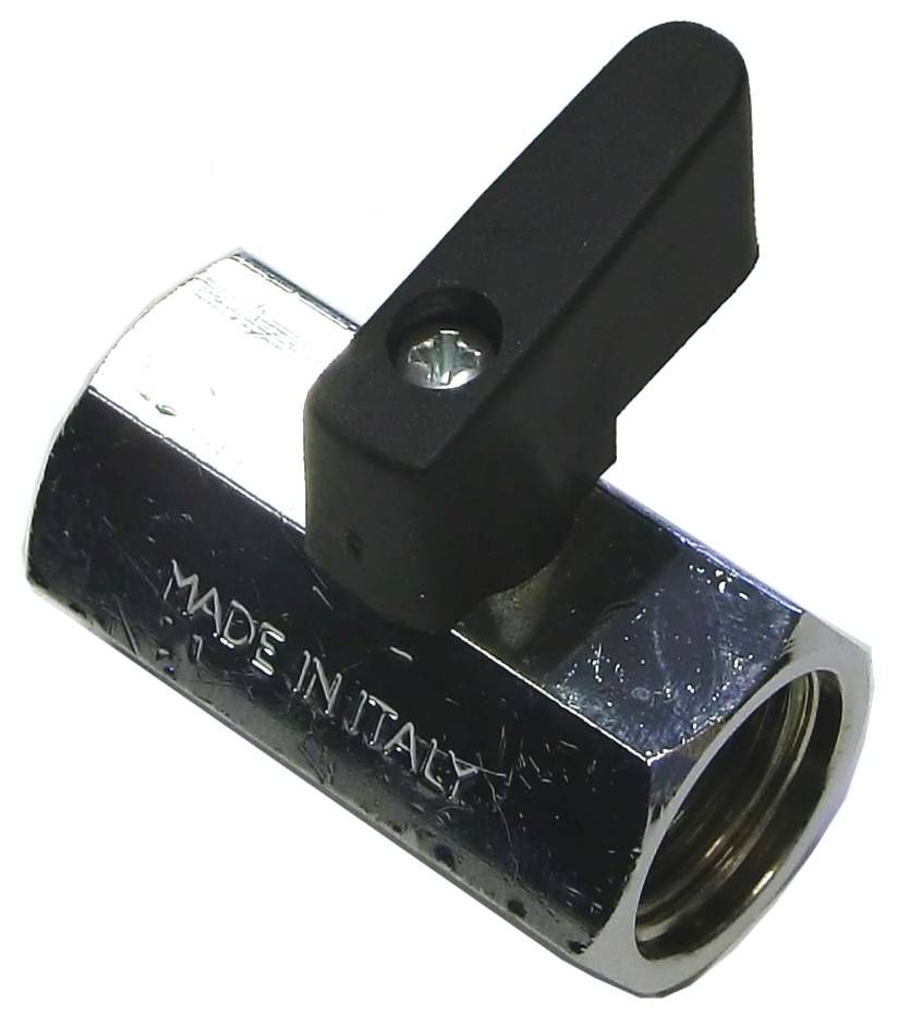 MINI BALL VALVE + BLACK HANDLE 3/8"F x 3/8"F STAINLESS STEEL