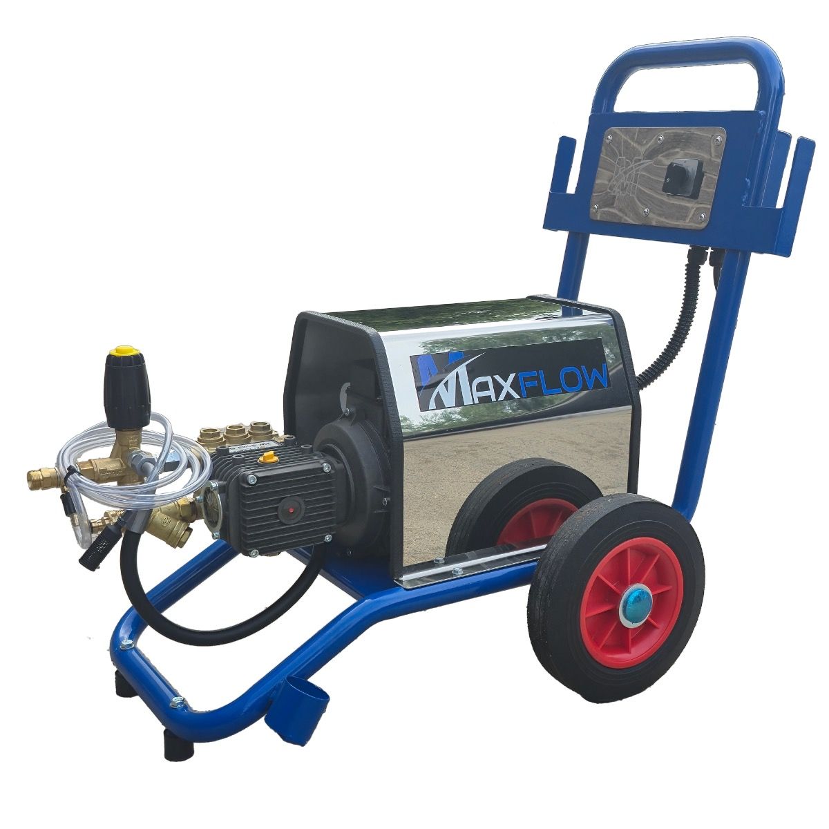 Maxflow 400V Electric Pressure Washer, 200 Bar, 15 LPM, Upright Frame with Total Stop