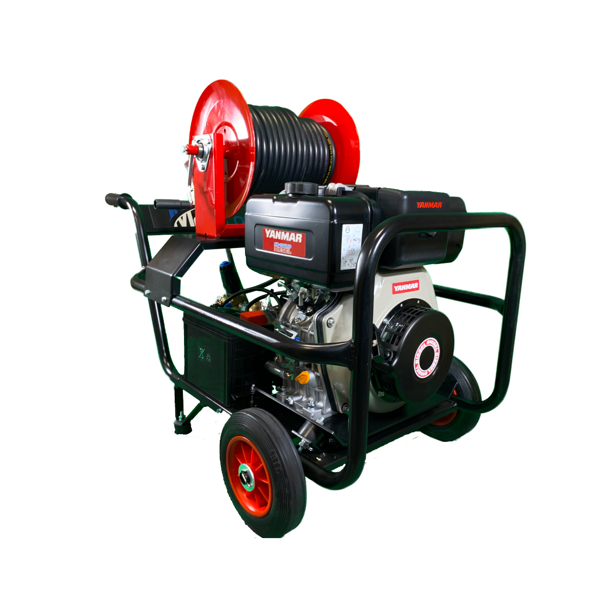 Maxflow Yanmar L100-V Diesel Pressure Washer, Comet Pump, 200 Bar, 18 LPM, Trolley Frame with 30m Hose Reel, Electric Start