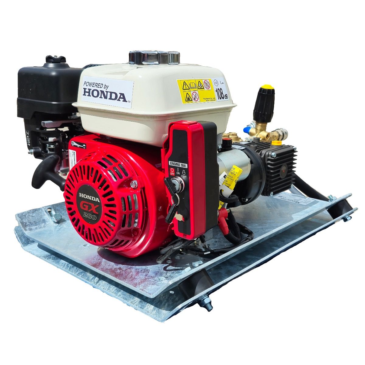 Maxflow Semi-Industrial Pressure Washer - Honda GX200 14 LPM Skid Frame (Electric Start)