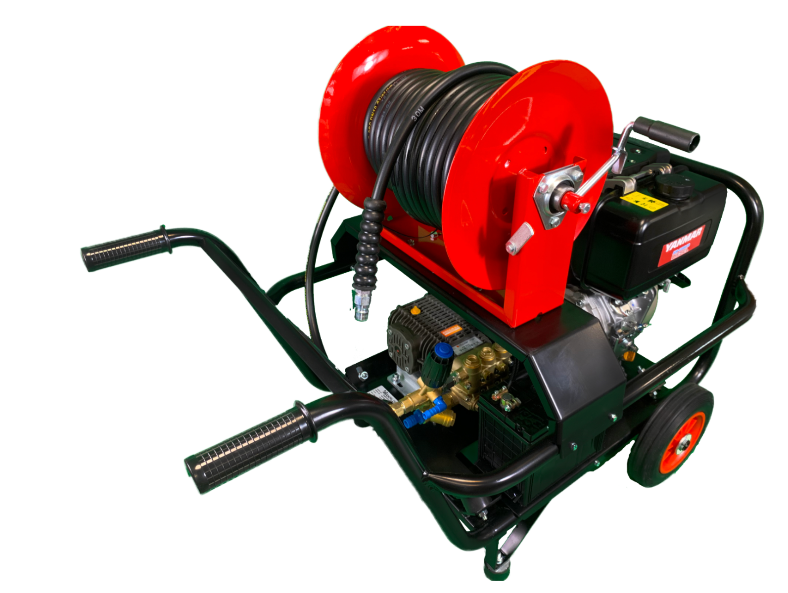 MAXFLOW COMET21YTER Yanmar L100V diesel engine driven industrial pressure washer with hose reel on trolley frame