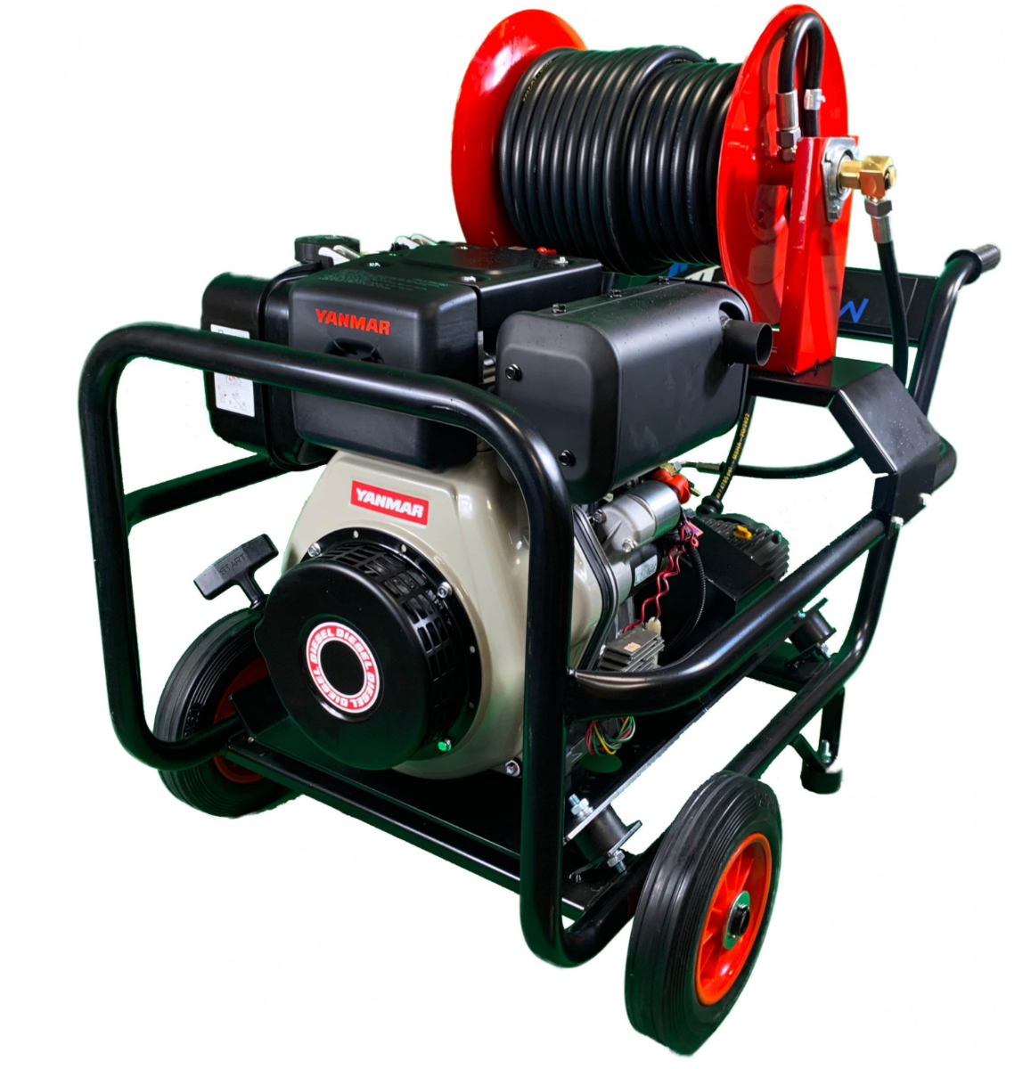 MAXFLOW COMET21YTER Yanmar L100V diesel engine driven industrial pressure washer with hose reel on trolley frame