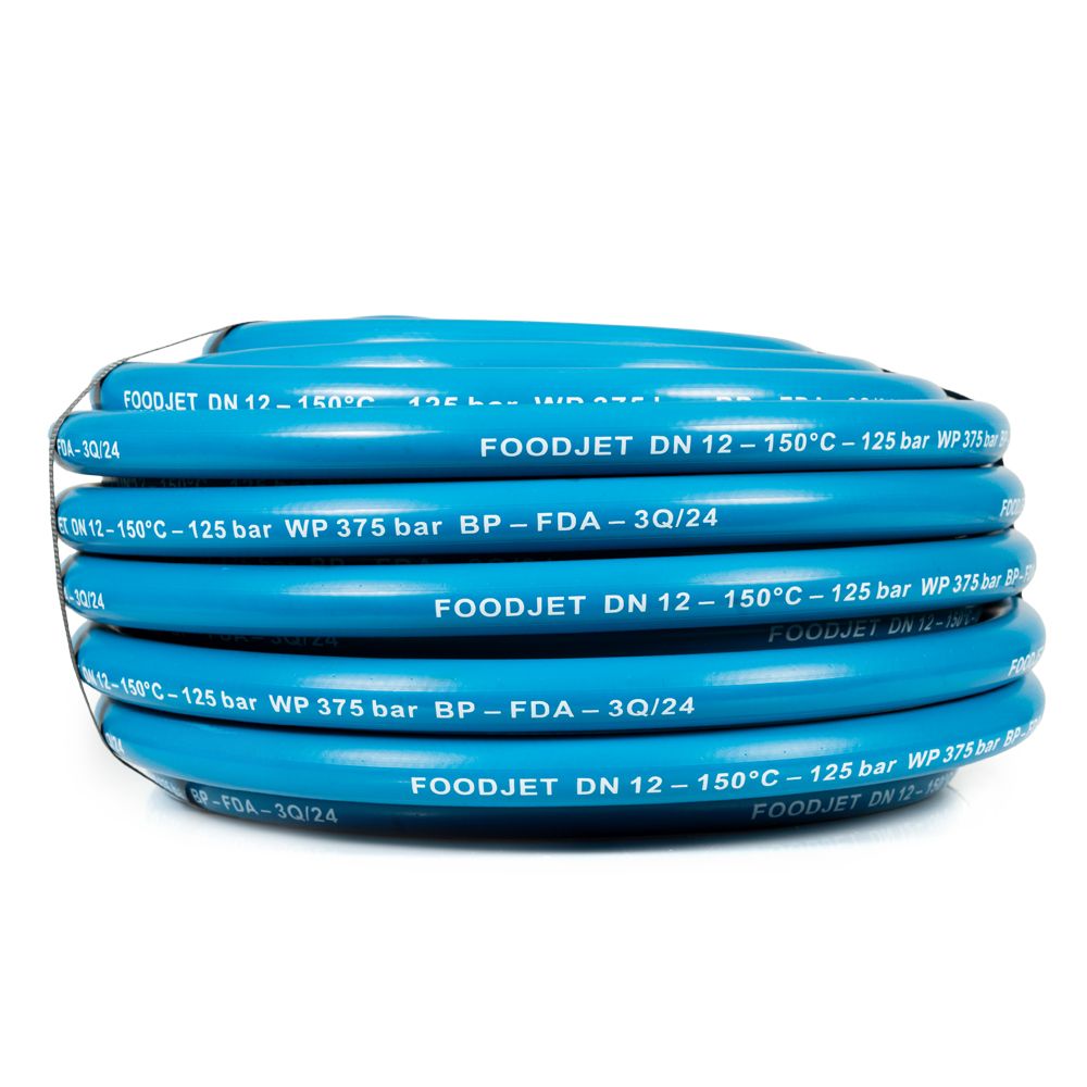 Blue 10 Metre 80 Bar Foodjet Hose, 1/2"F Ends (DN12) Smooth