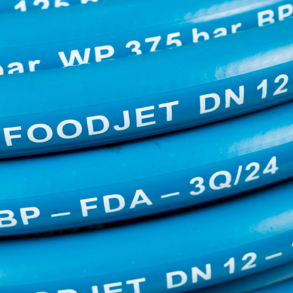 Blue 10 Metre 80 Bar Foodjet Hose, 1/2"F Ends (DN12) Smooth