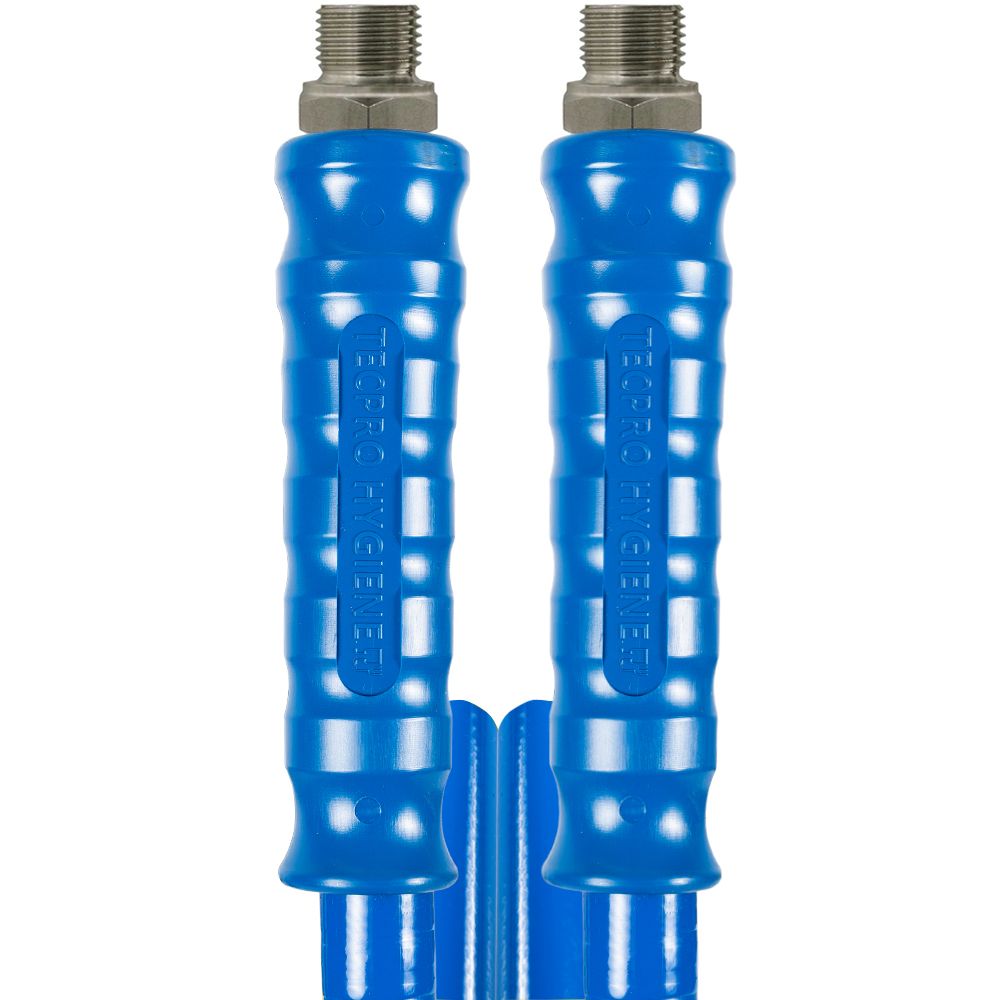 Blue 2m Hygiene Ultra hose 40 bar DN12 with 1/2" Male connections at both ends