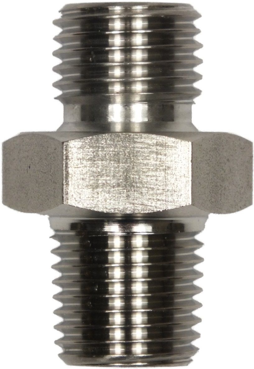 MALE TO MALE STAINLESS STEEL DOUBLE NIPPLE ADAPTOR BSP TAPERED -1/4"M to 1/4"TM
