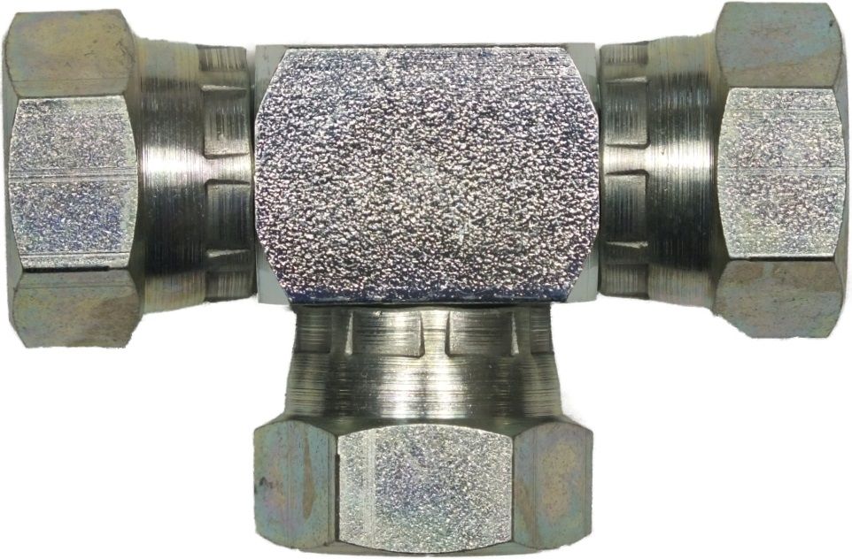 HOSE ADAPTOR ZINC PLATED STEEL FEMALE TEE WITH SWIVEL BSP-3/8" X 3/8"