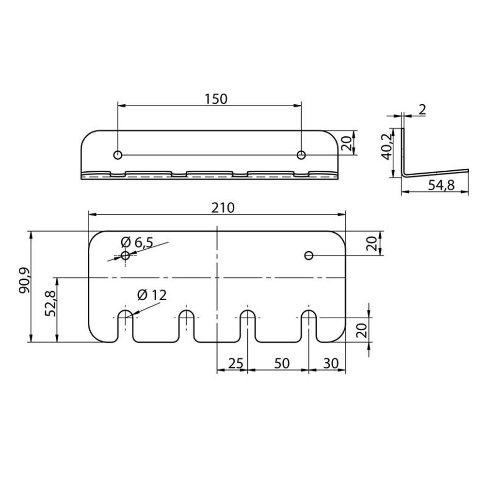 Stainless steel wall-mounted holder for four KEW pressure washer lances