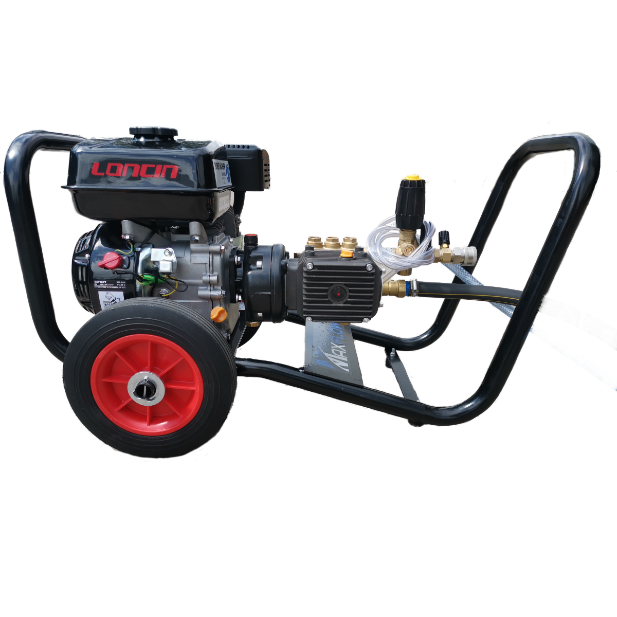 Maxflow low-profile petrol pressure washer with 10 metre hose