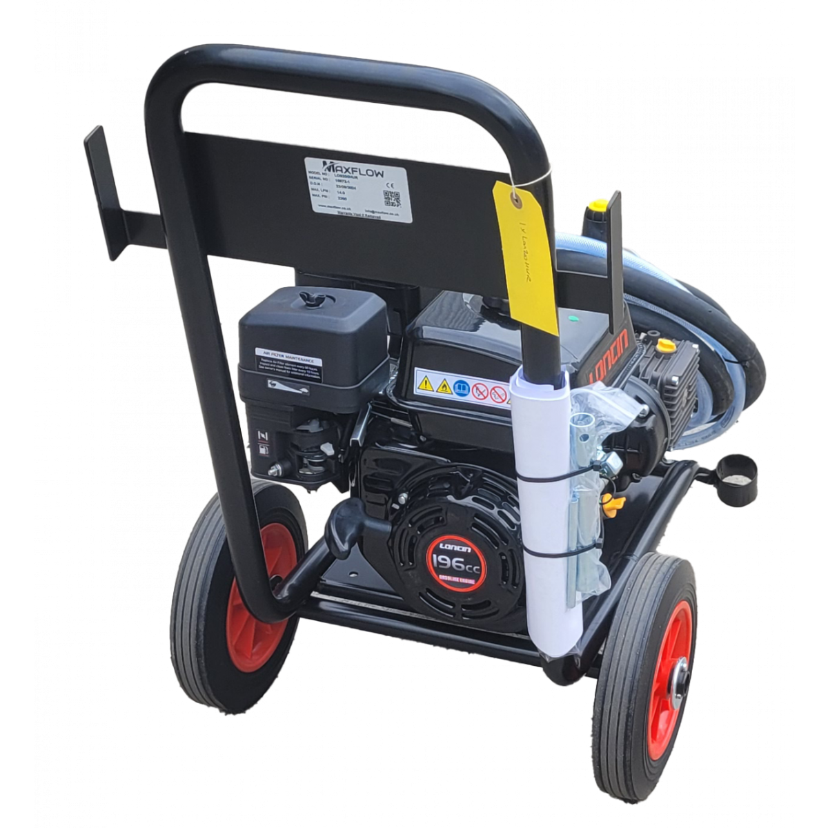 Loncin G200 upright pressure washer rated to 150 bar and 14 LPM