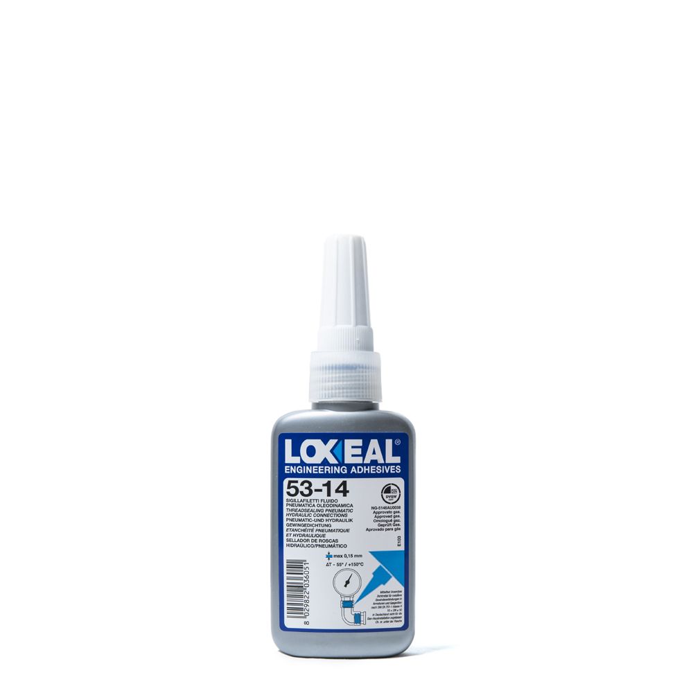 Loxeal 53-14 medium-strength thread sealant (50ml) – ideal for hydraulic and pneumatic applications.