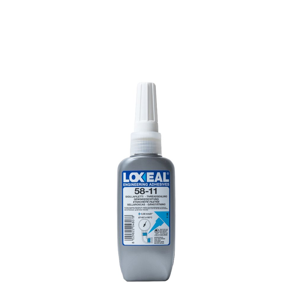 Loxeal 58-11 medium-strength thread sealant (50ml) – WRAS approved for drinking water and industrial applications.
