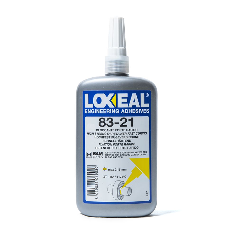 Loxeal 83-21 high-strength threadlocker (250ml) – heat-resistant, vibration-proof, and chemical-resistant adhesive for industrial applications.
