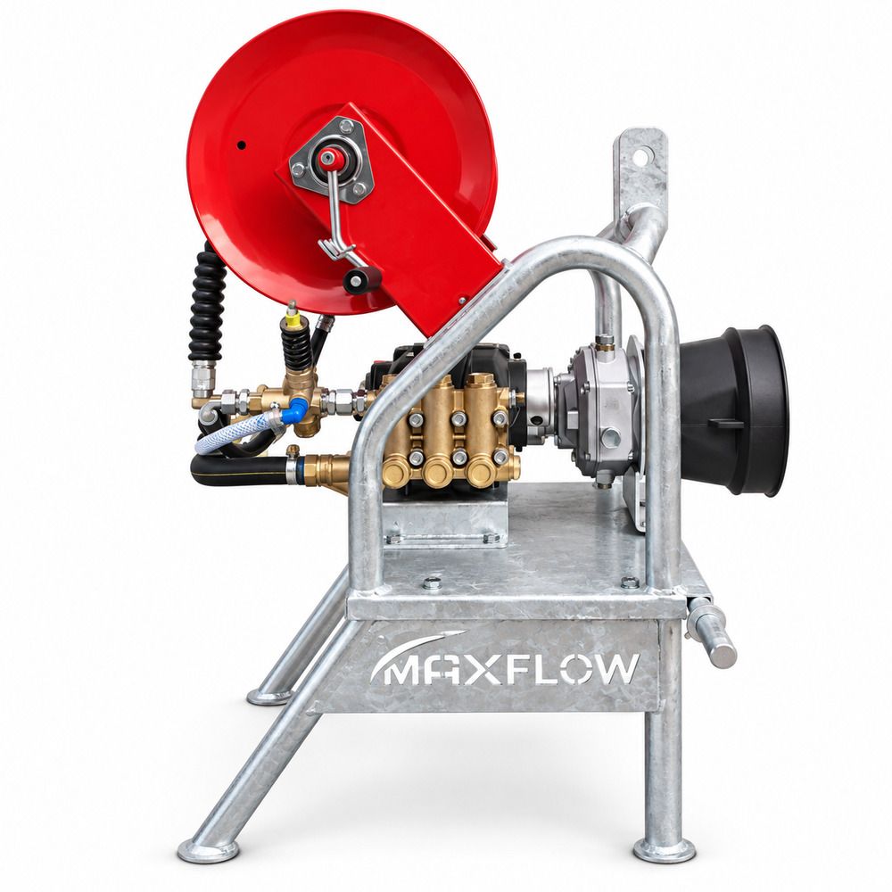 Maxflow PTO pressure washer with Hawk pump and 30 m hose reel