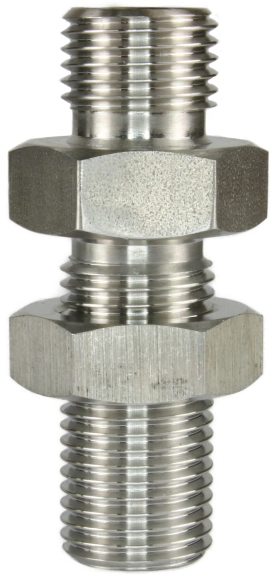 MALE TO MALE STAINLESS STEEL BULKHEAD FITTING AND LOCKNUT-1/4"M to 1/4"M