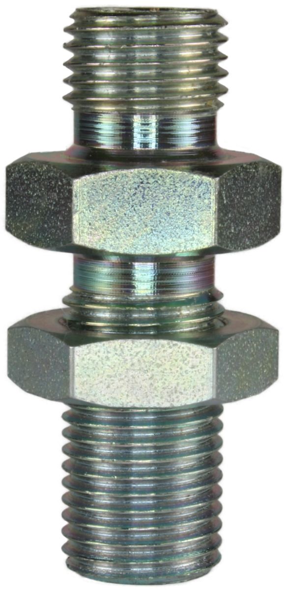 MALE TO MALE ZINC PLATED STEEL BULKHEAD FITTING AND LOCKNUT-3/4"M to 3/4"M