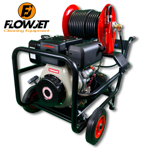 Maxflow Industrial Pressure Washer - Yanmar L100-V Interpump 15 LPM Trolley Frame + Reel