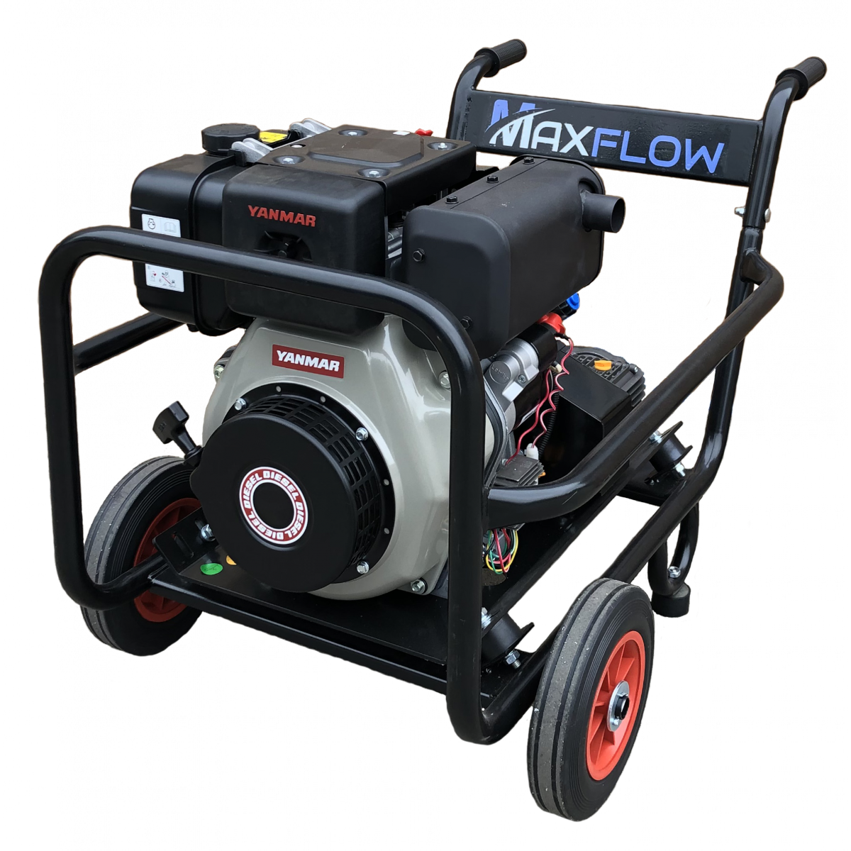 Maxflow Yanmar L100-V Diesel Pressure Washer, Interpump Pump, 170 Bar, 21 LPM, Trolley Frame, Electric Start