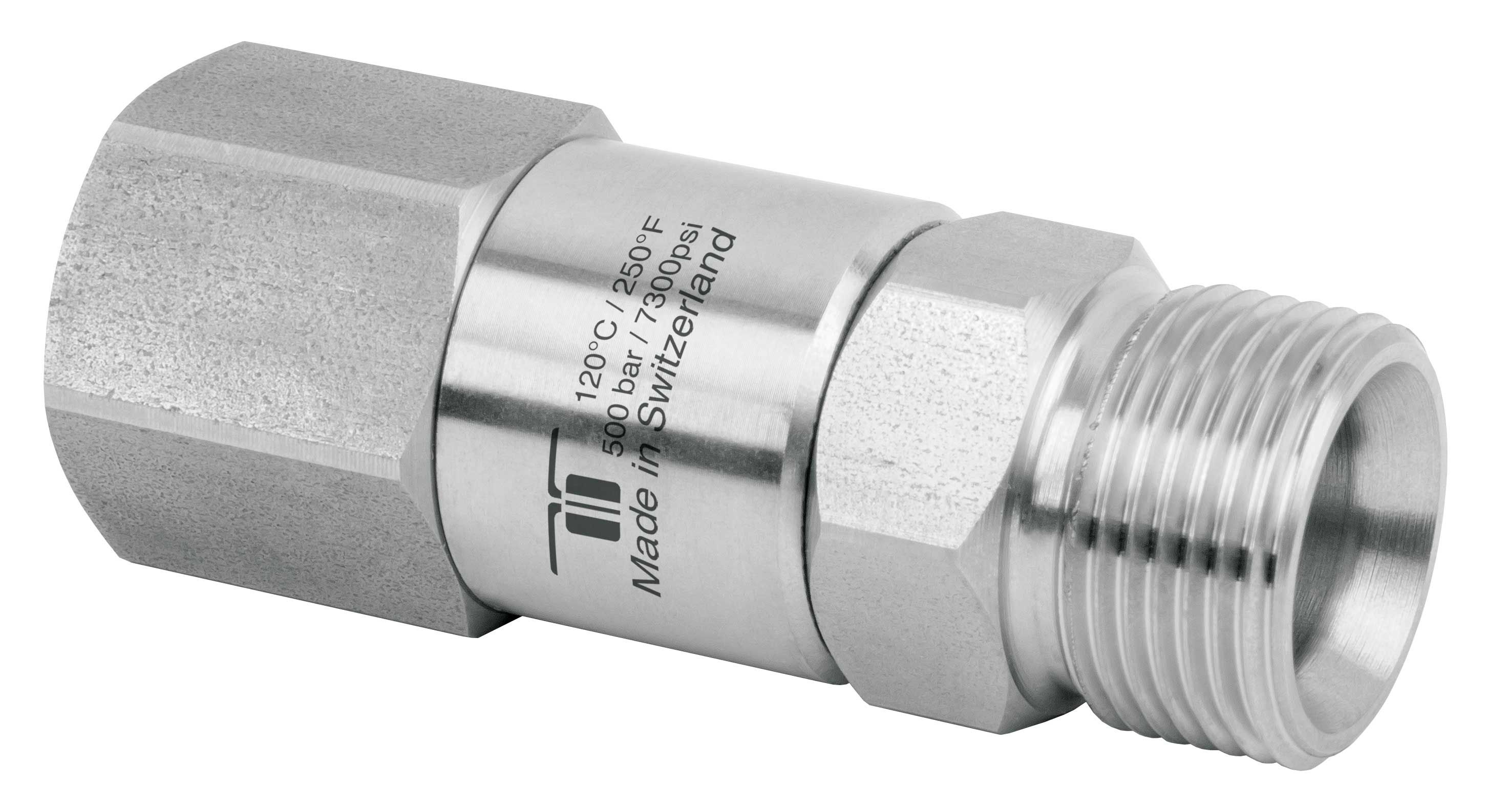 Mosmatic DGVI Swivel – 1/4" BSP F x M22 M, 500 Bar