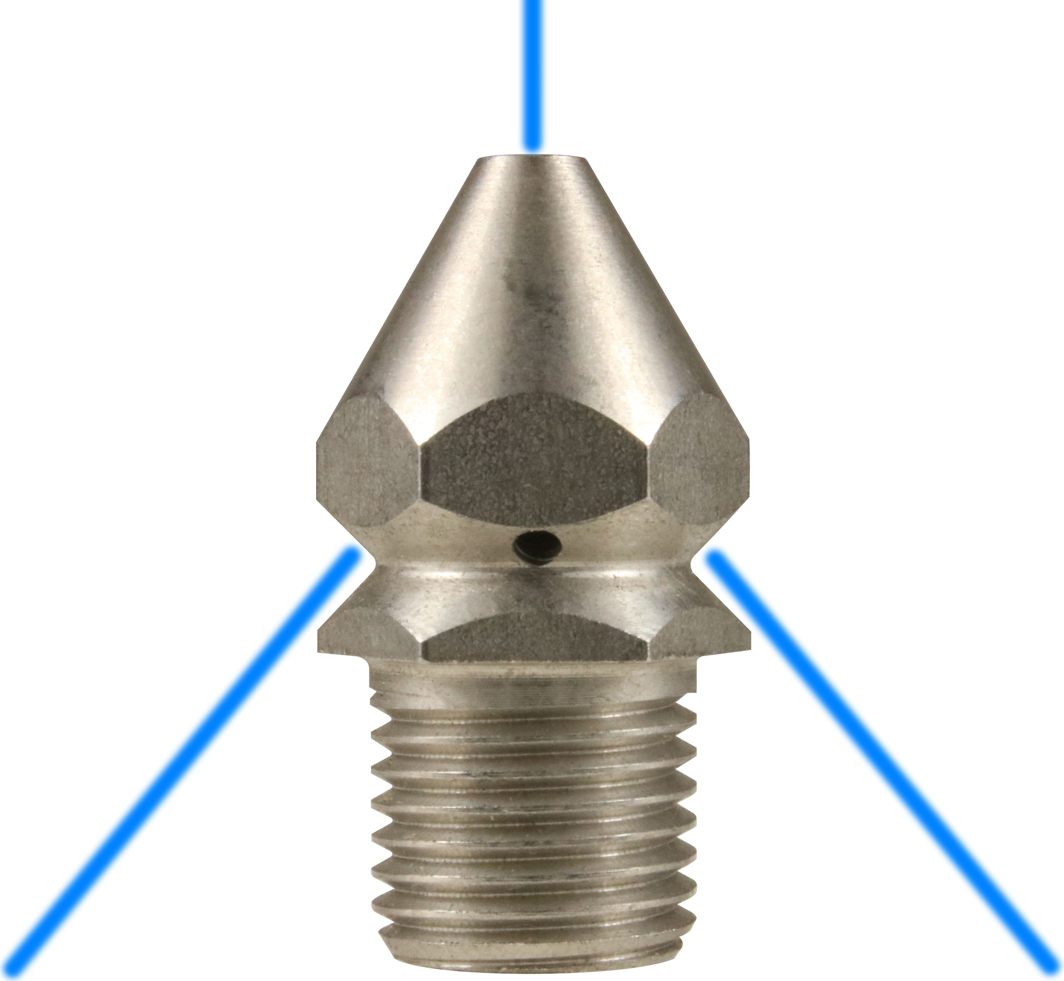 Stainless Steel 1/4" M 04 Sewer Nozzle with 1 Forward and 3 Rear Facing Jets