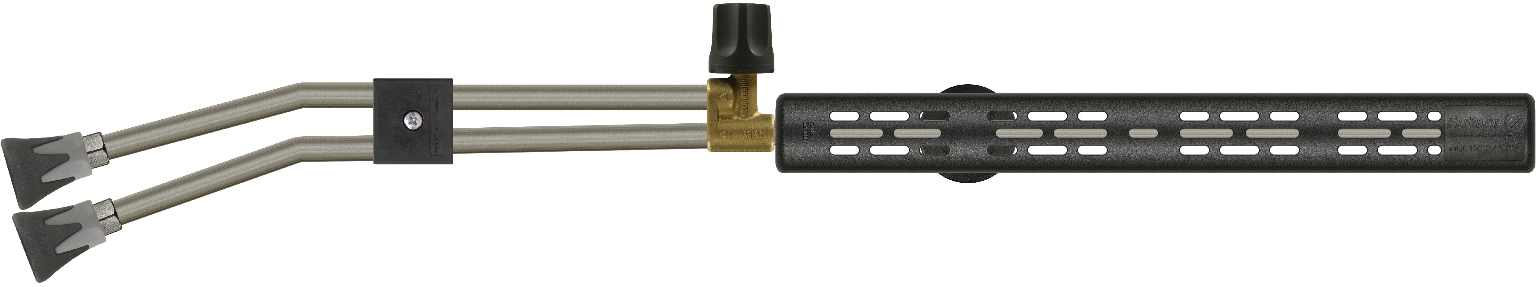 R+M Suttner ST53 Twin Lance with ST9 Vented Handle, 1500mm, 1/4" M, with ST10 Nozzle Protectors, Side Handle and Bend