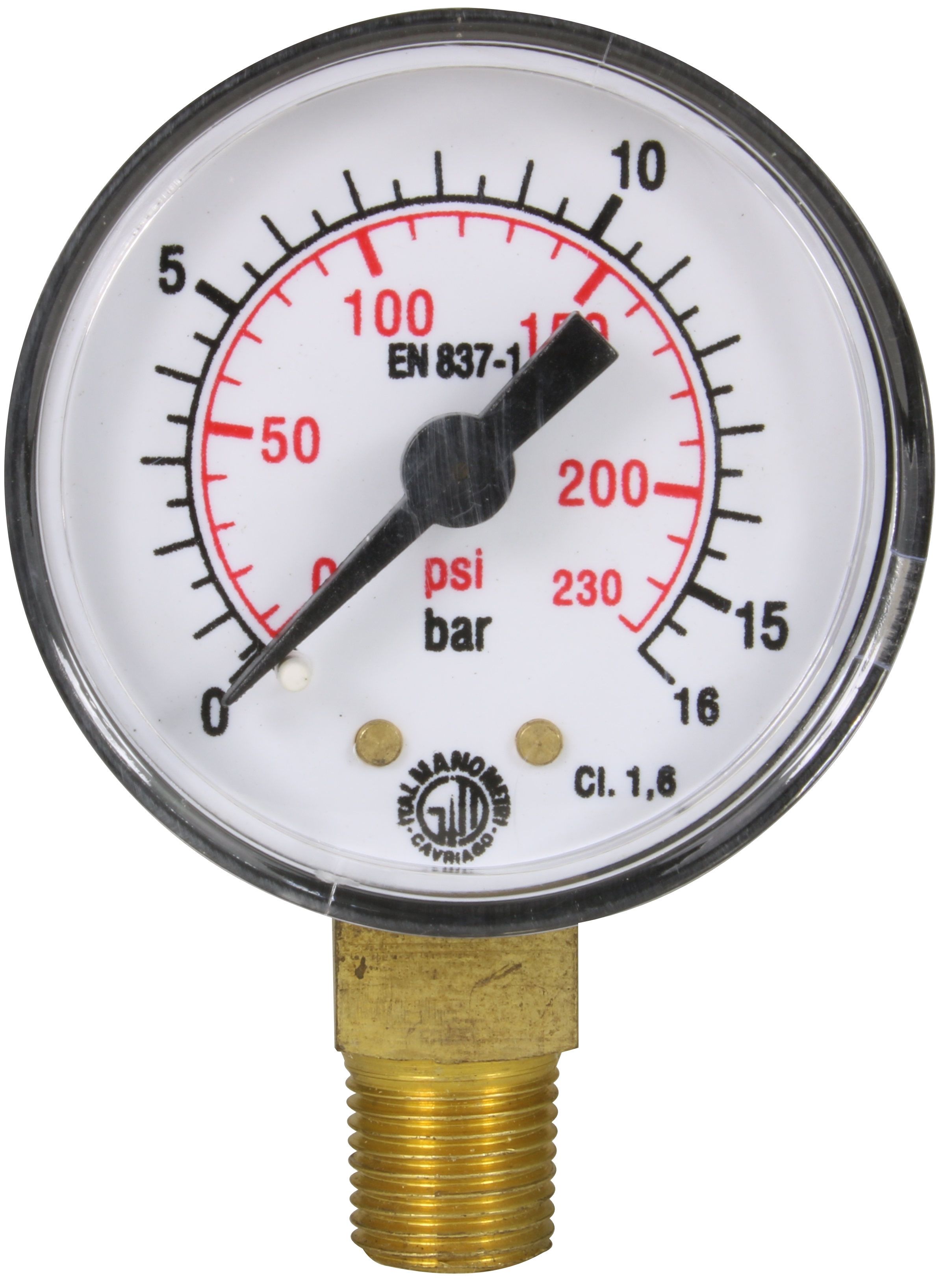 Pressure Gauge 0-16 Bar 1/8" M Bottom Inlet