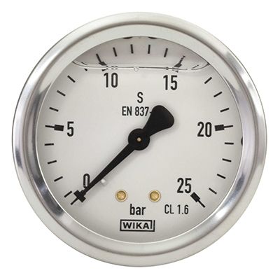 Pressure Gauge 0-25 Bar 63mm 1/4" M Back Entry