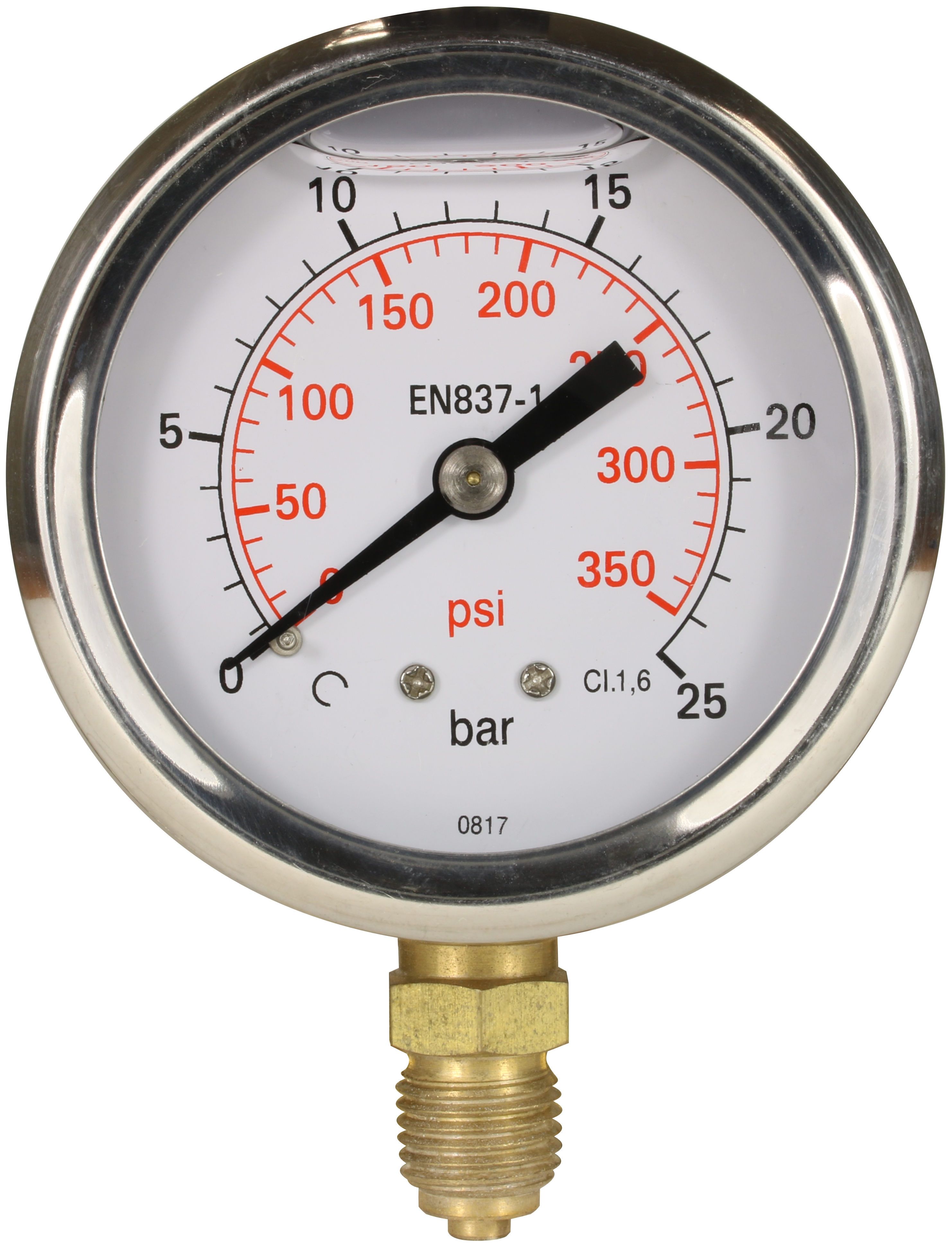 Pressure Gauge 0-25 Bar 1/4" M Bottom Inlet