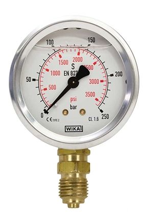 Gauge 0-250 Bar 50mm 1/4" M Side WIKA