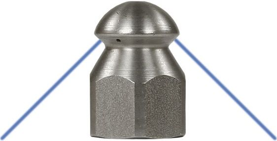 High Pressure Sewer Jetting Nozzle 1/4"F Size 055 – Stainless Steel – 3 Backward Jets