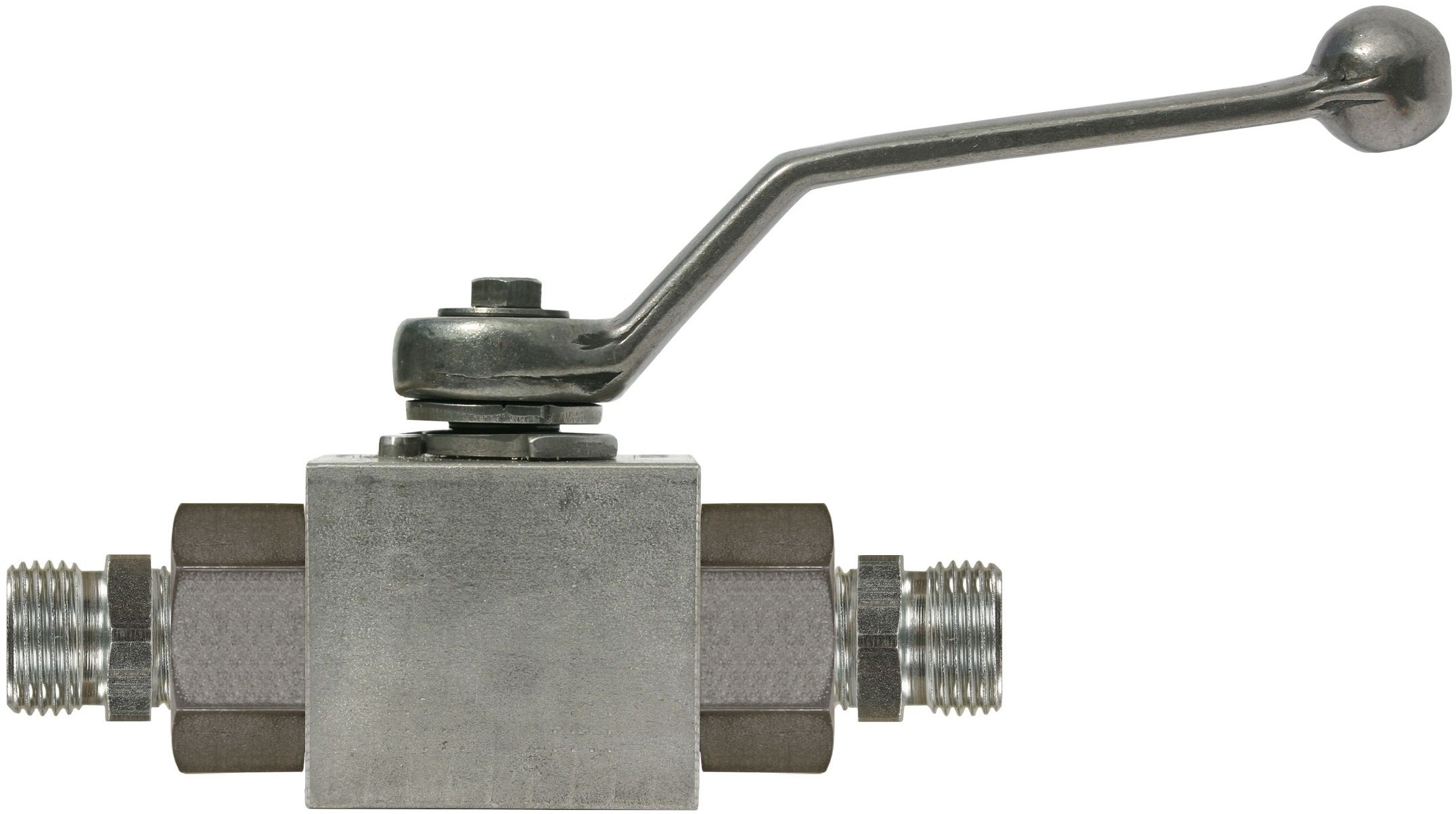 R+M Suttner Ball Valve + Lever Handle M22 M x M22 M Zinc Plated Steel, 500 Bar