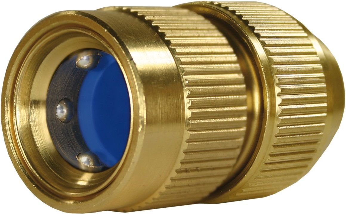 Brass 1/2 inch hose connector with tension screw for garden water connections