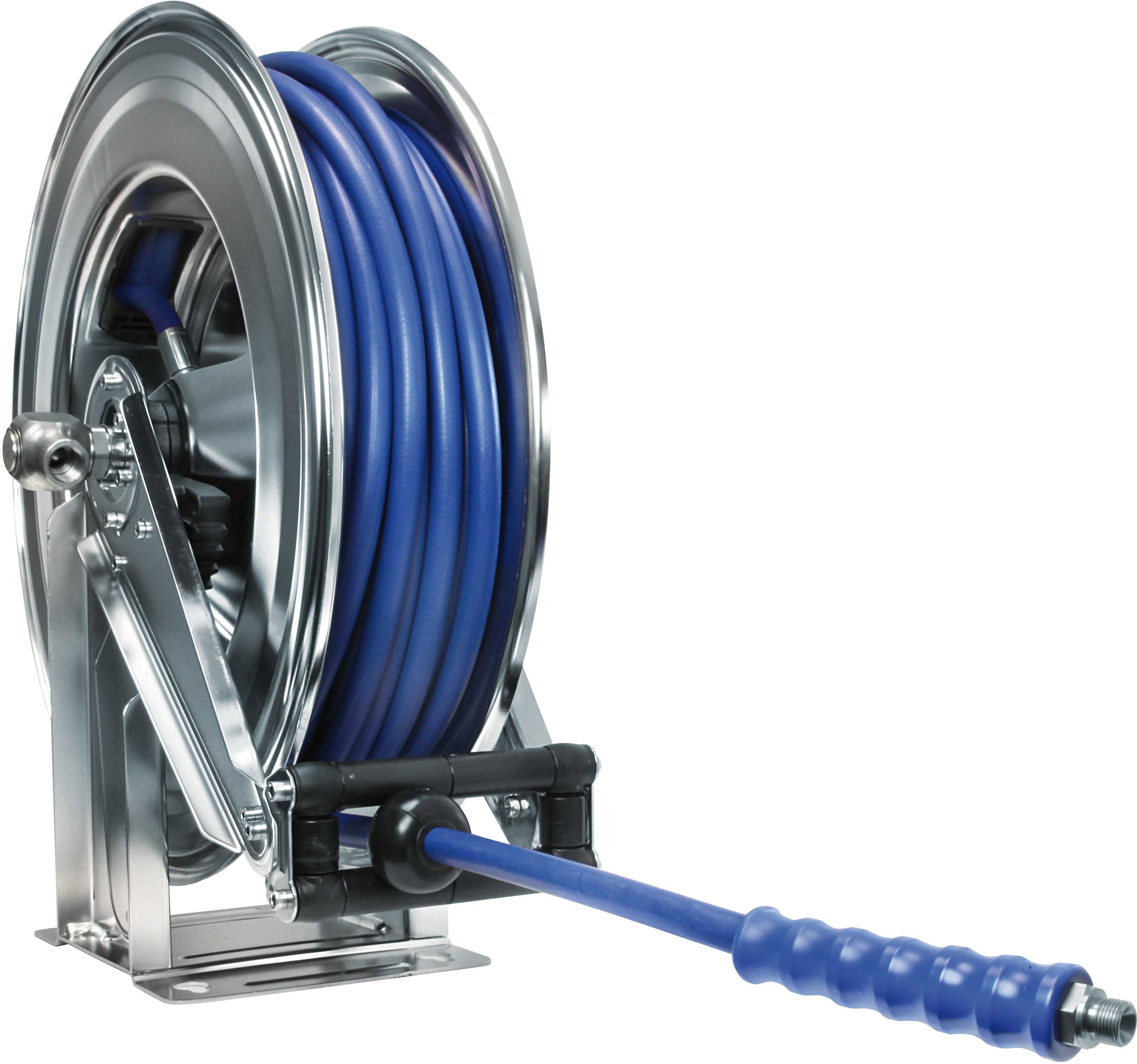 Stainless Steel Hose Reel with 20m DN8 High-Pressure Hose – 300 Bar