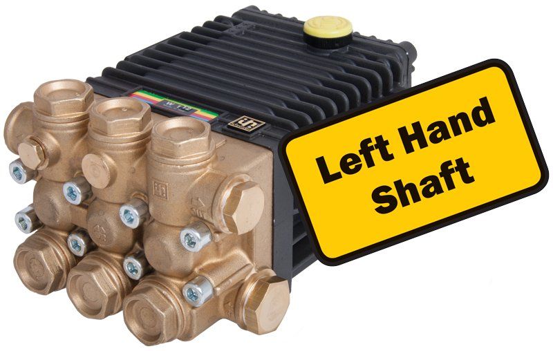 Interpump 44 Series Pump W130MLH - Left Hand, 1450 Rpm, 130 Bar, 9.5 Lpm, 3.0 Hp, Brass Manifold, 24mm Male Shaft