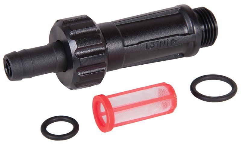  Interpump Integrated Valve Water Inlet Kit for 44-51-58-63 series pumps with filter, hose barb, and O-rings.