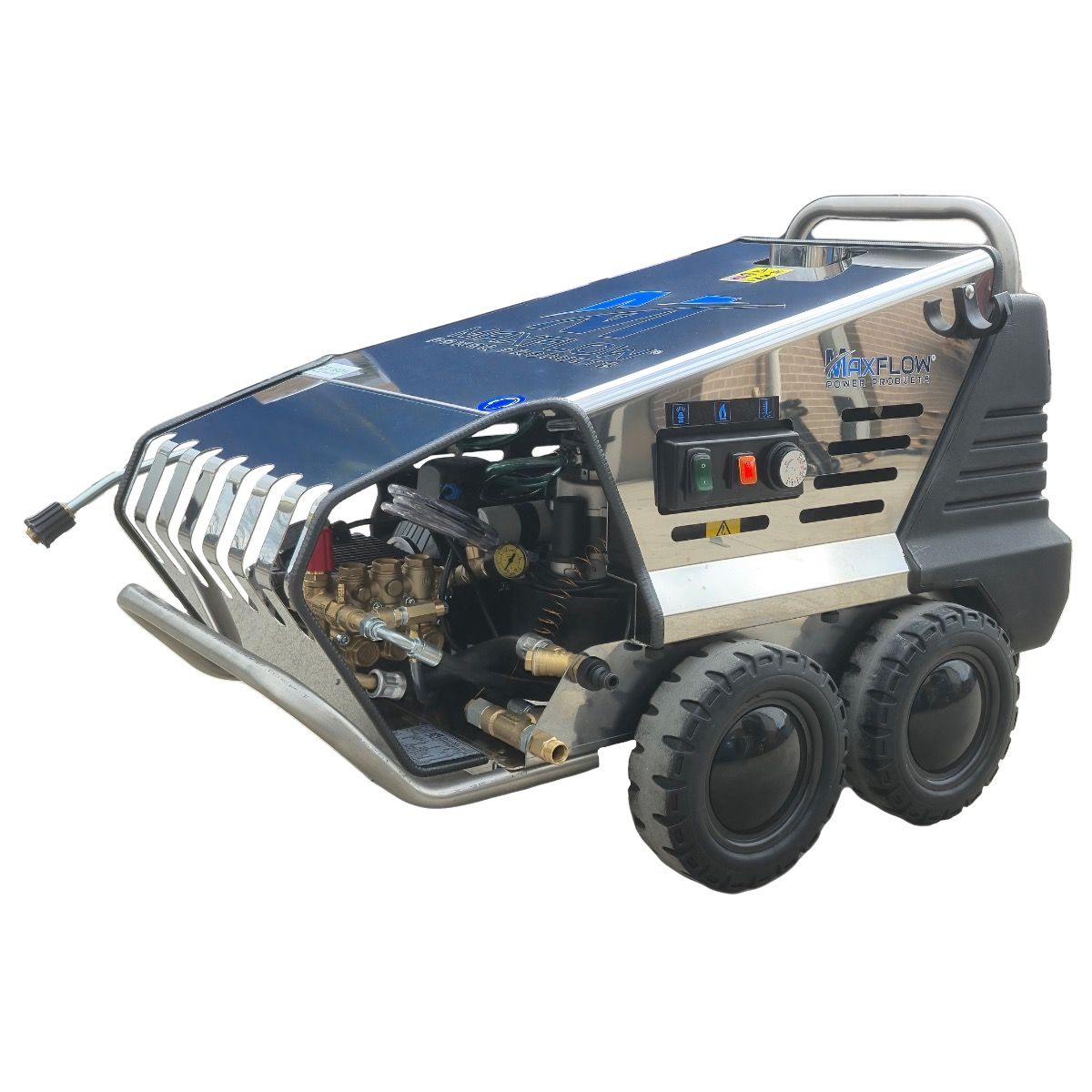 Maxflow Eco H22 Electric Hot Pressure Washer, Interpump W112 Pump, 230V, 100 Bar, 12 LPM, Stainless Steel Chassis