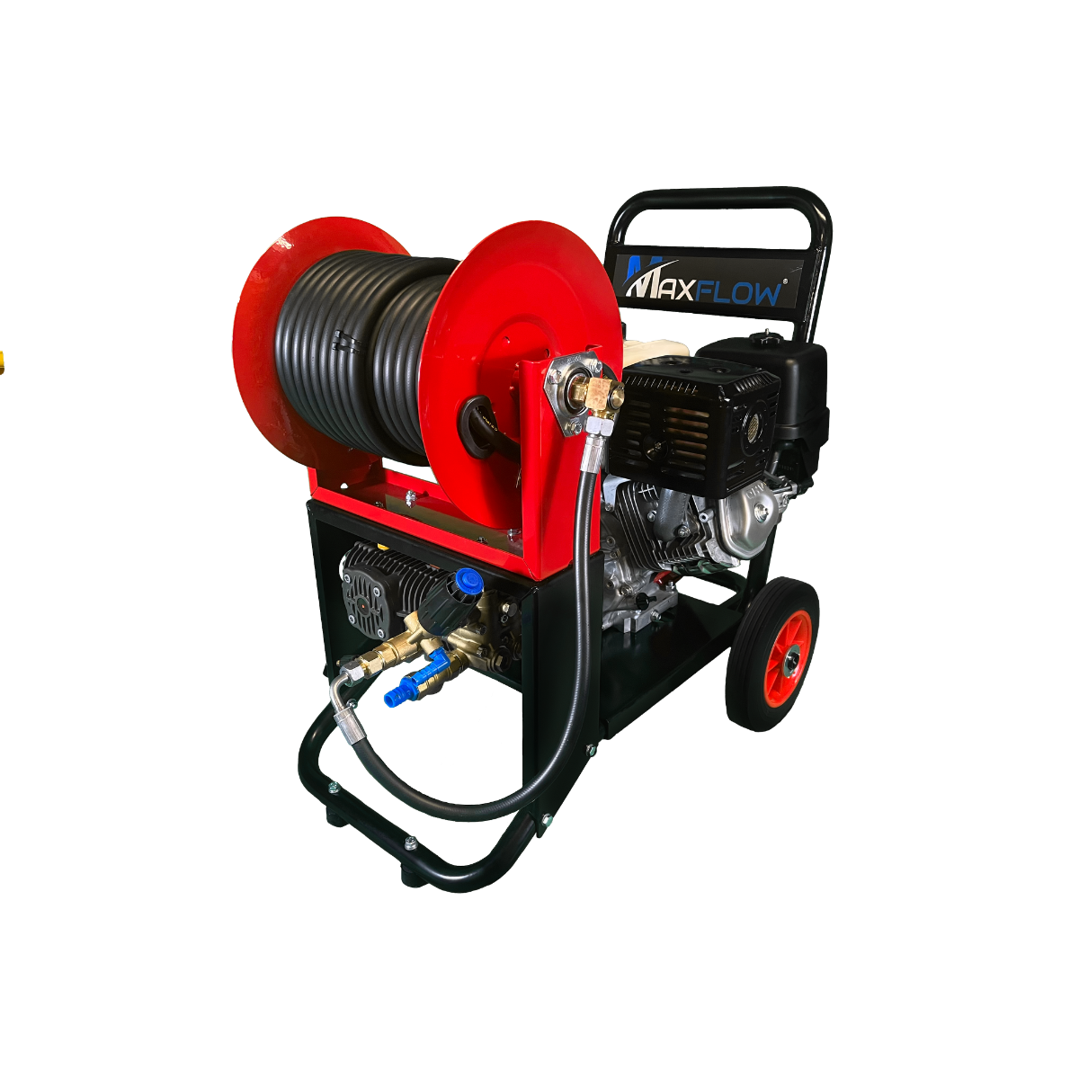 Maxflow Honda GX390 Petrol Pressure Washer, 200 Bar, 21 LPM, Compact Frame with 30m Hose Reel