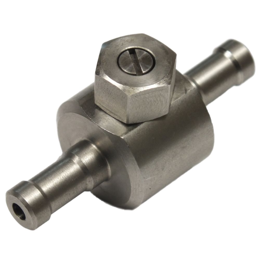 ST61AS stainless steel chemical restrictor with 6 mm hose barbs