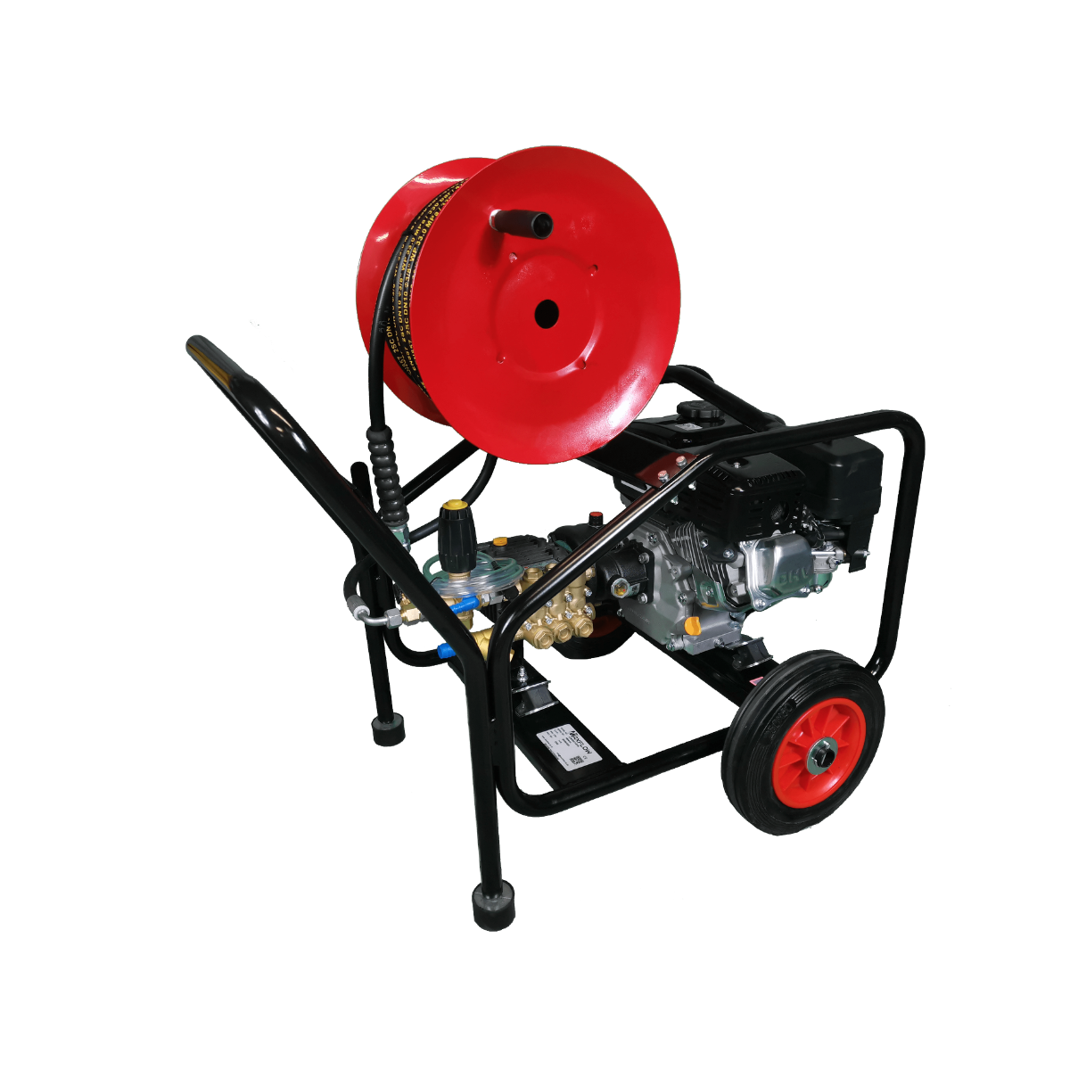 Maxflow Semi-Industrial Pressure Washer - Loncin G200 14 LPM Cage Frame + 20M Reel