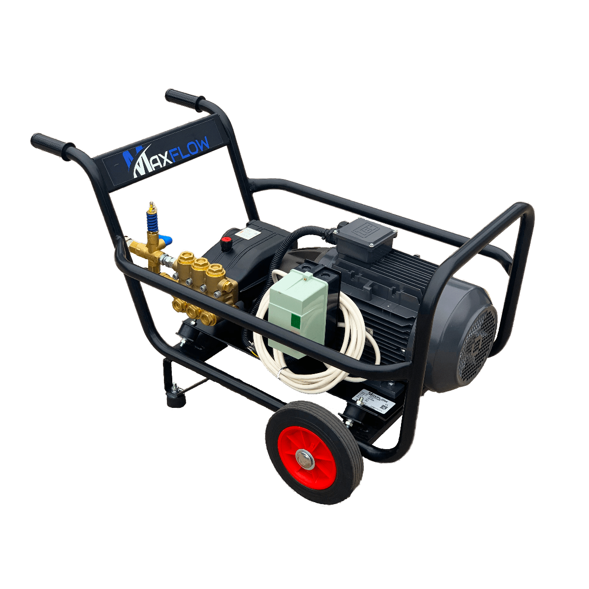 Maxflow 400V Electric Pressure Washer, 200 Bar, 21 LPM, Trolley Frame