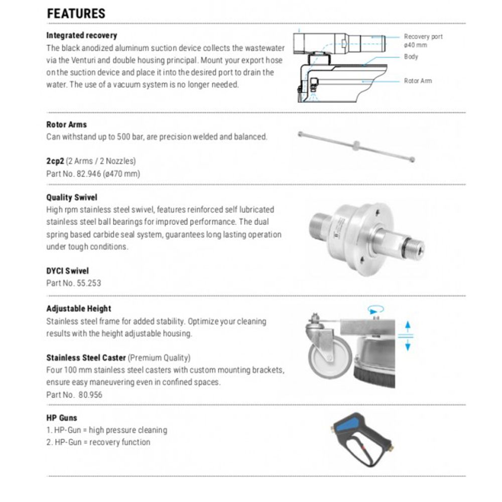 Mosmatic AQUA PRO Surface Cleaner With Integrated Wastewater Recovery System 520mm Diameter – image 3