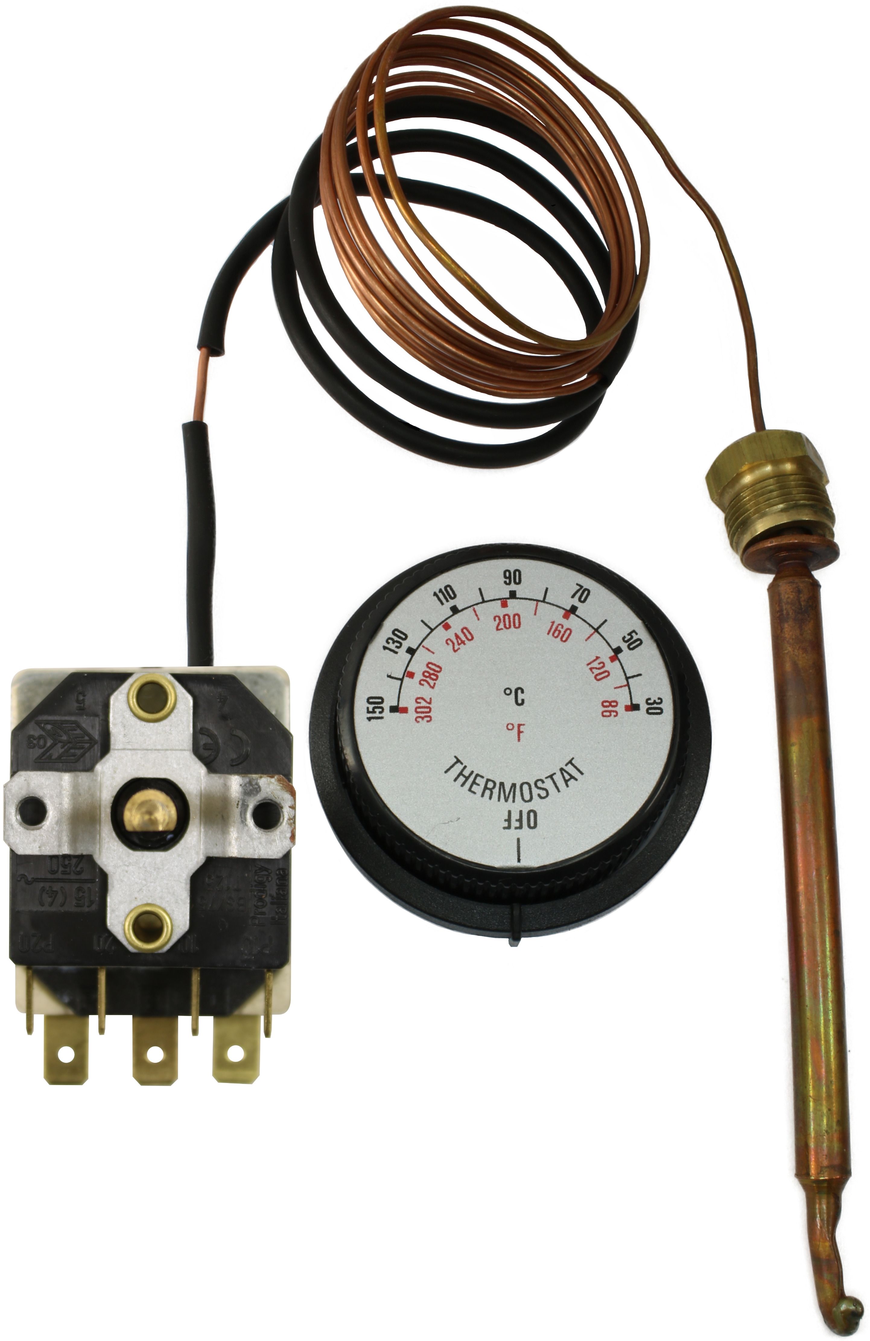 Thermostat C/W Switch 30-150C 1200mm Probe