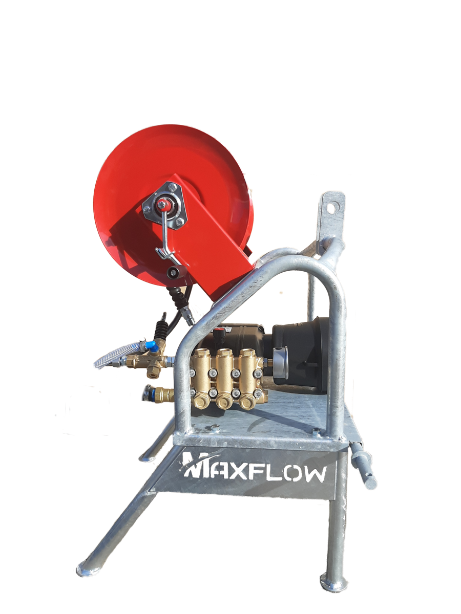 Maxflow PTO Pressure Washer, Hawk Direct Drive Pump, 250 Bar, 25 LPM, Galvanised Frame with 30m Hose Reel