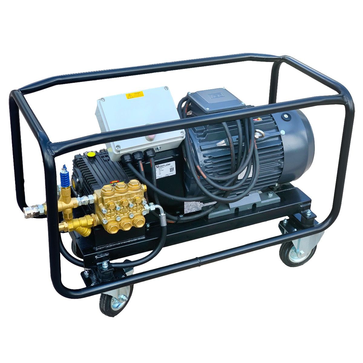 Maxflow 400V 15kW Electric Pressure Washer, 200 Bar, 40 LPM, Trolley Frame